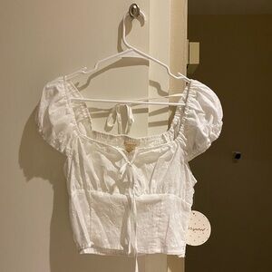 NWT Passport White cotton cute crop top blouse